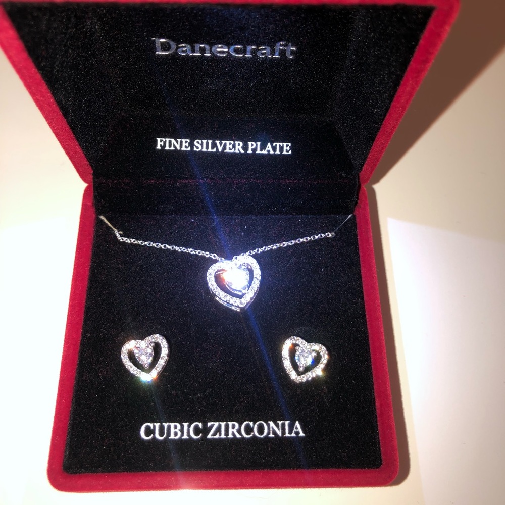 Heart necklace and earring set